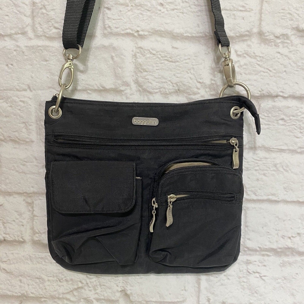 Baggallini Black Crossbody Purse Bag Travel Nylon Water Resistant